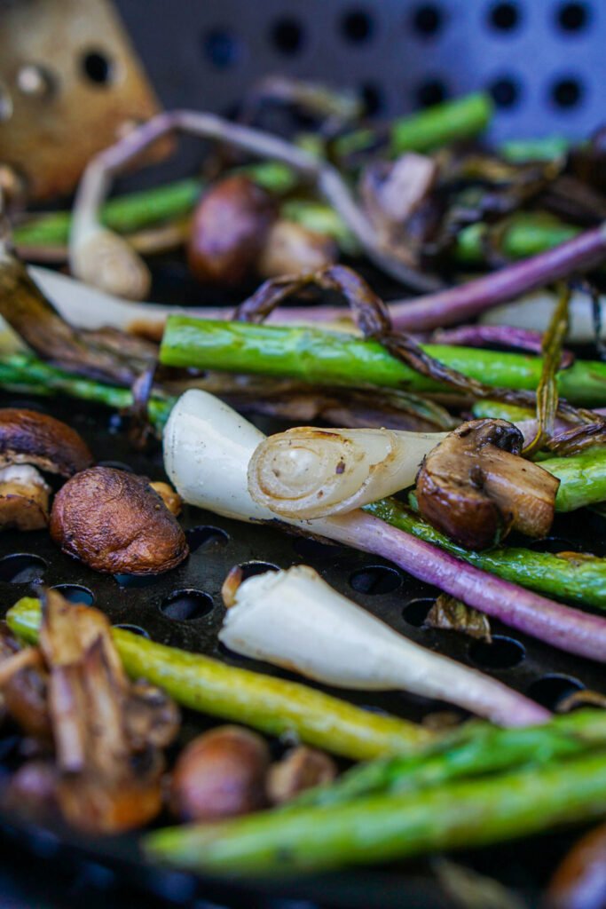 Grilled Ramps, Asparagus, and Mushrooms