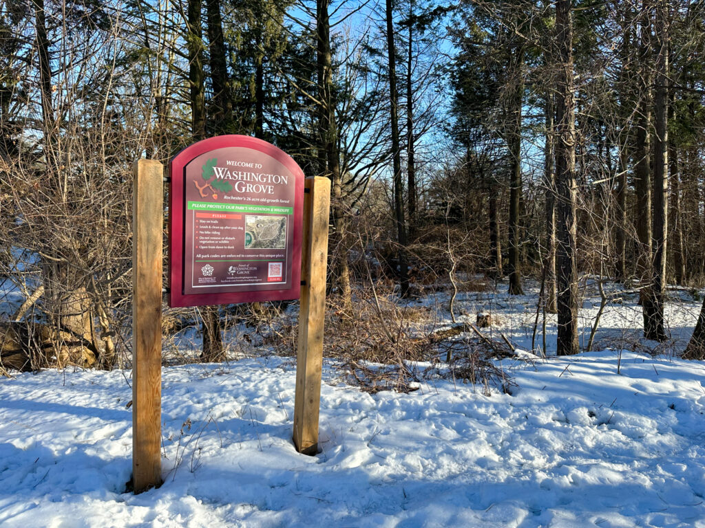 Sign for Washington Grove in Rochester, New York